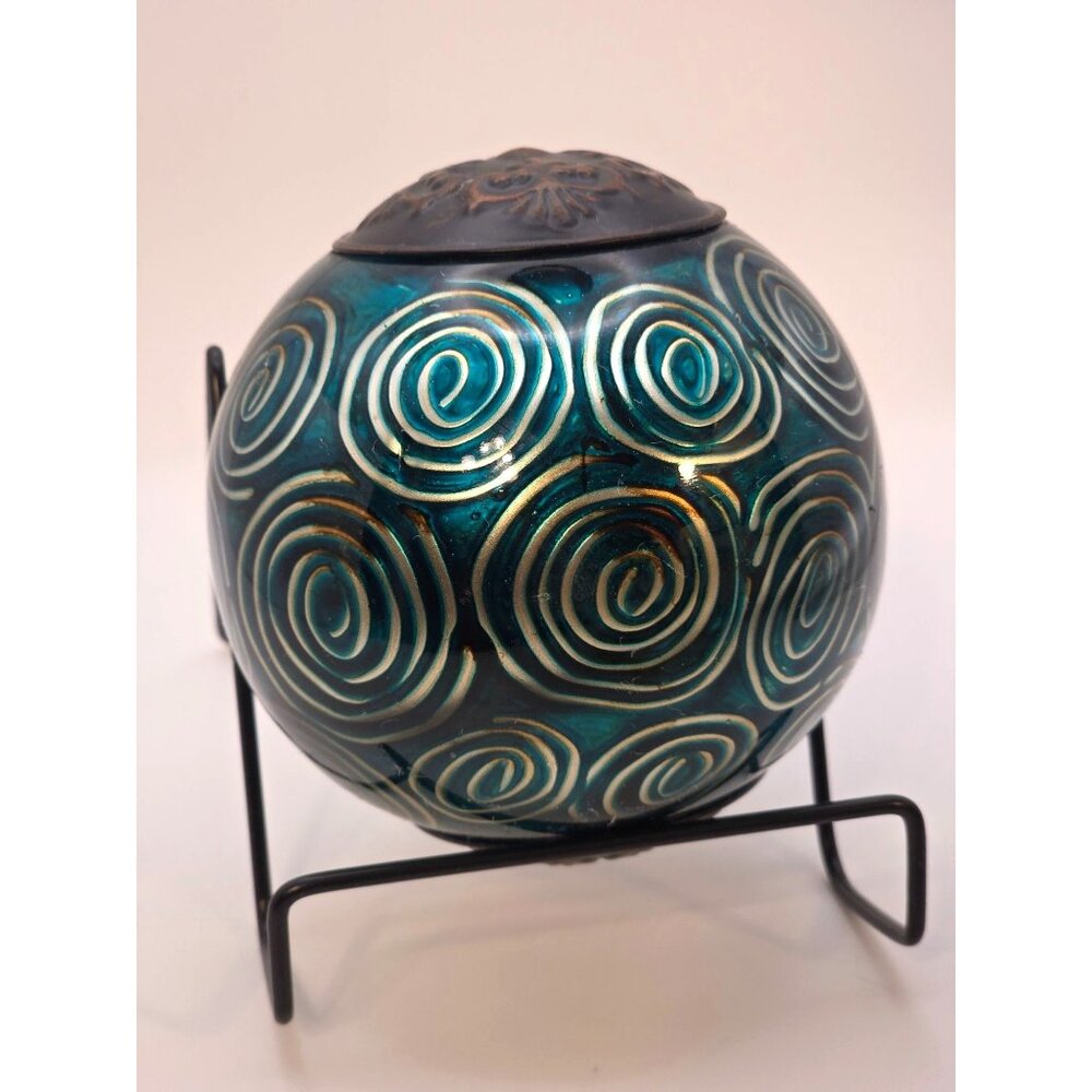 Decorative Glass Ball with metal Detailing on Top and Bottom
